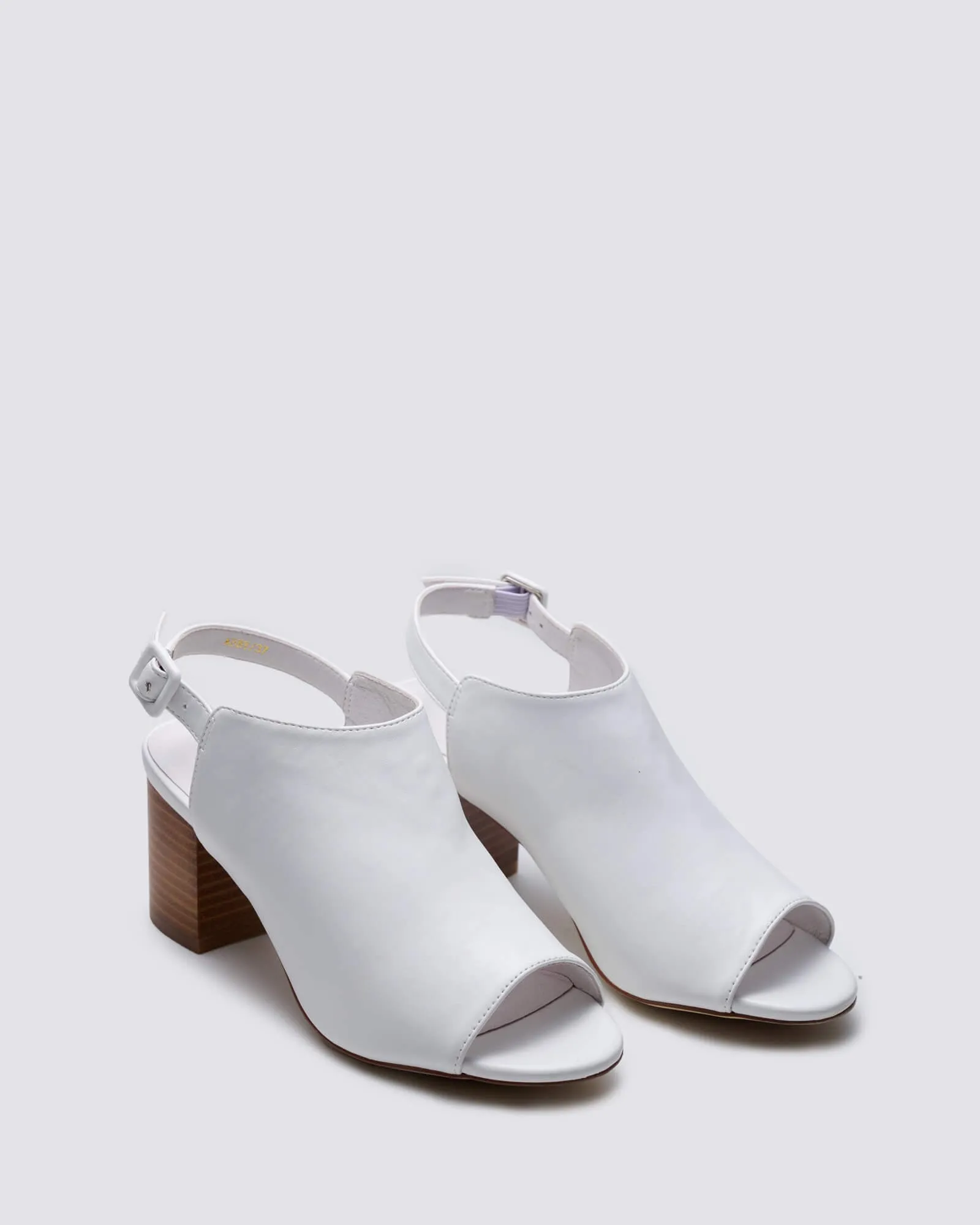 ABBY SLINGBACK HEELS WHITE LEATHER