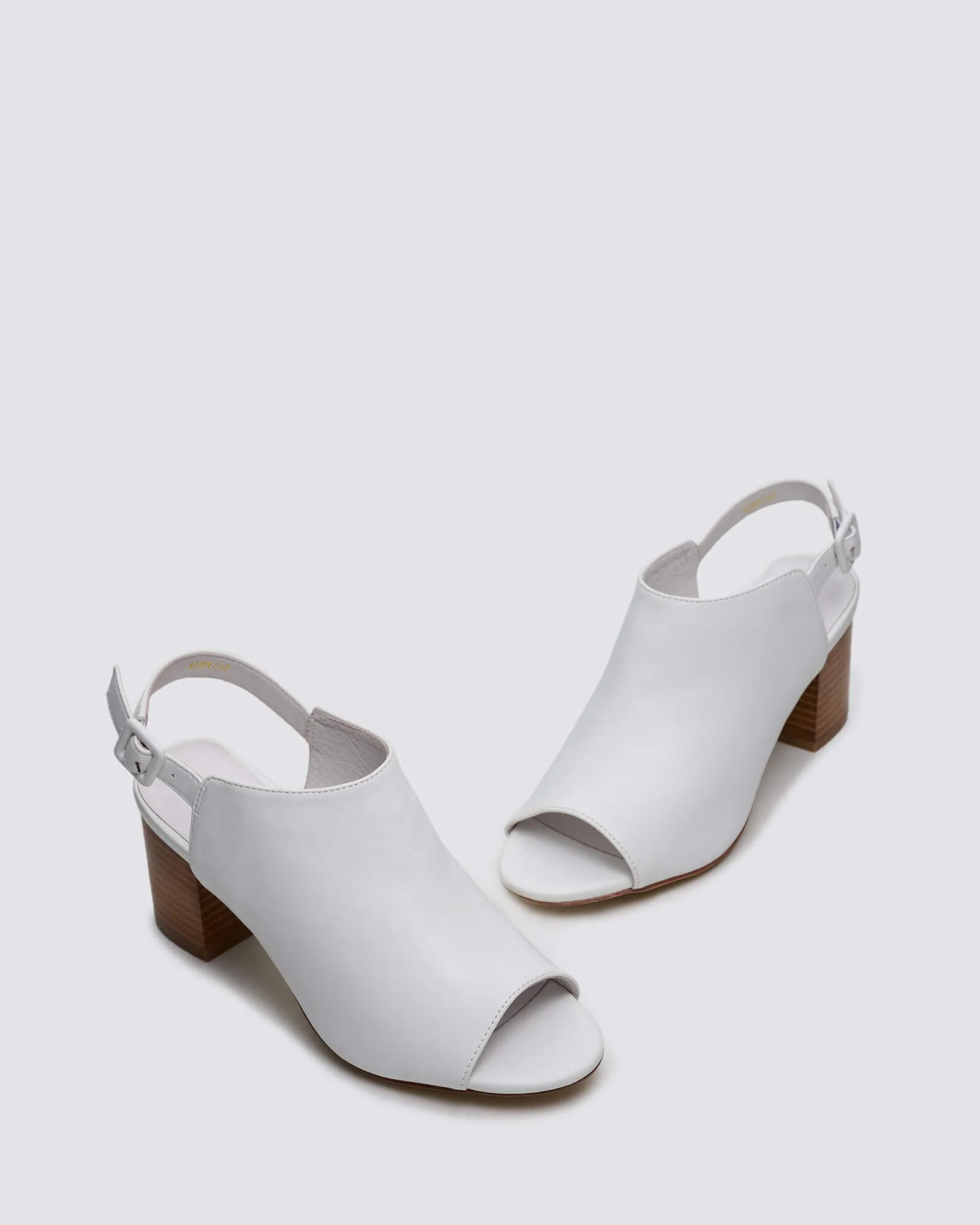 ABBY SLINGBACK HEELS WHITE LEATHER