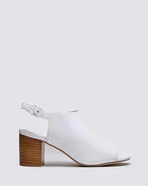 ABBY SLINGBACK HEELS WHITE LEATHER