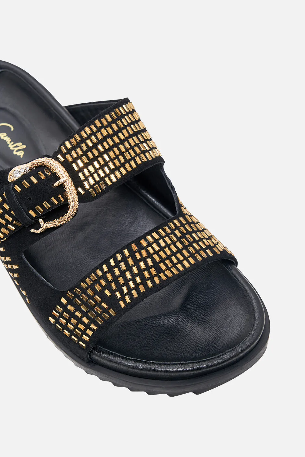 ALISA SNAKE BUCKLE SANDAL SOLID BLACK