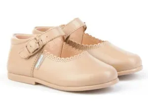 Angelitos - Girls Camel Leather Mary Jane Style Shoes