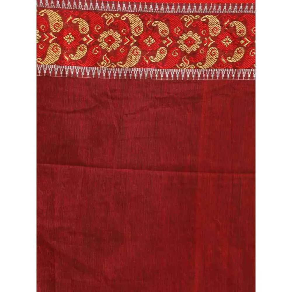 Angoshobha Green Handloom Cotton Tangail Saree with Unstitched Blouse