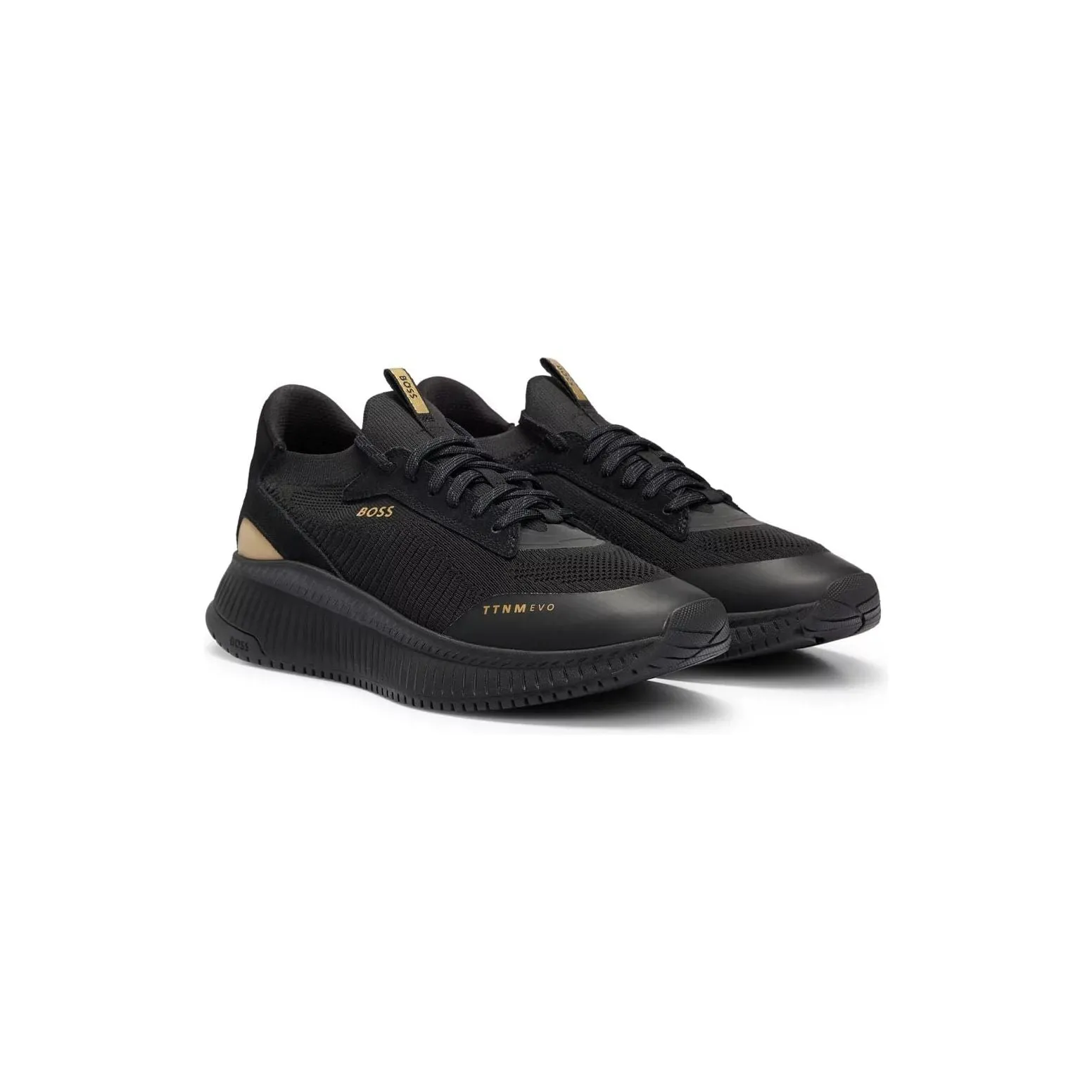 BOSS SOCK TRAINERS WITH KNITTED UPPER AND FISHBONE SOLE