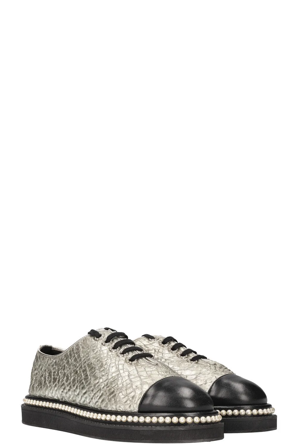 CHANEL Platform Lace Up Flats