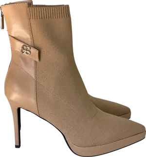 cosy island Beige Minimalist Pointed Toe Sock Ankle Boots UK 11 EU 45 