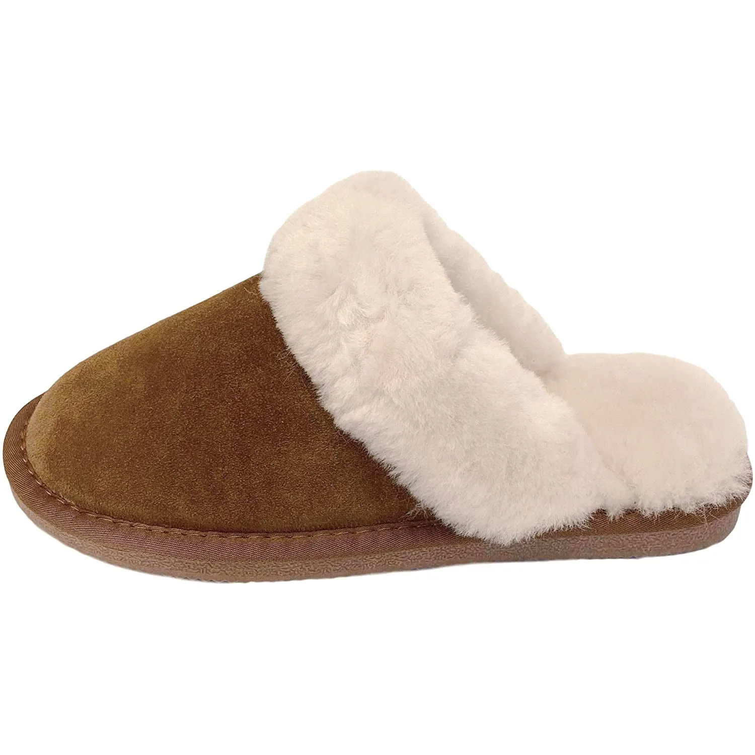 Deluxe Ladies 'Daisy' Sheepskin Slipper Mule - Chestnut