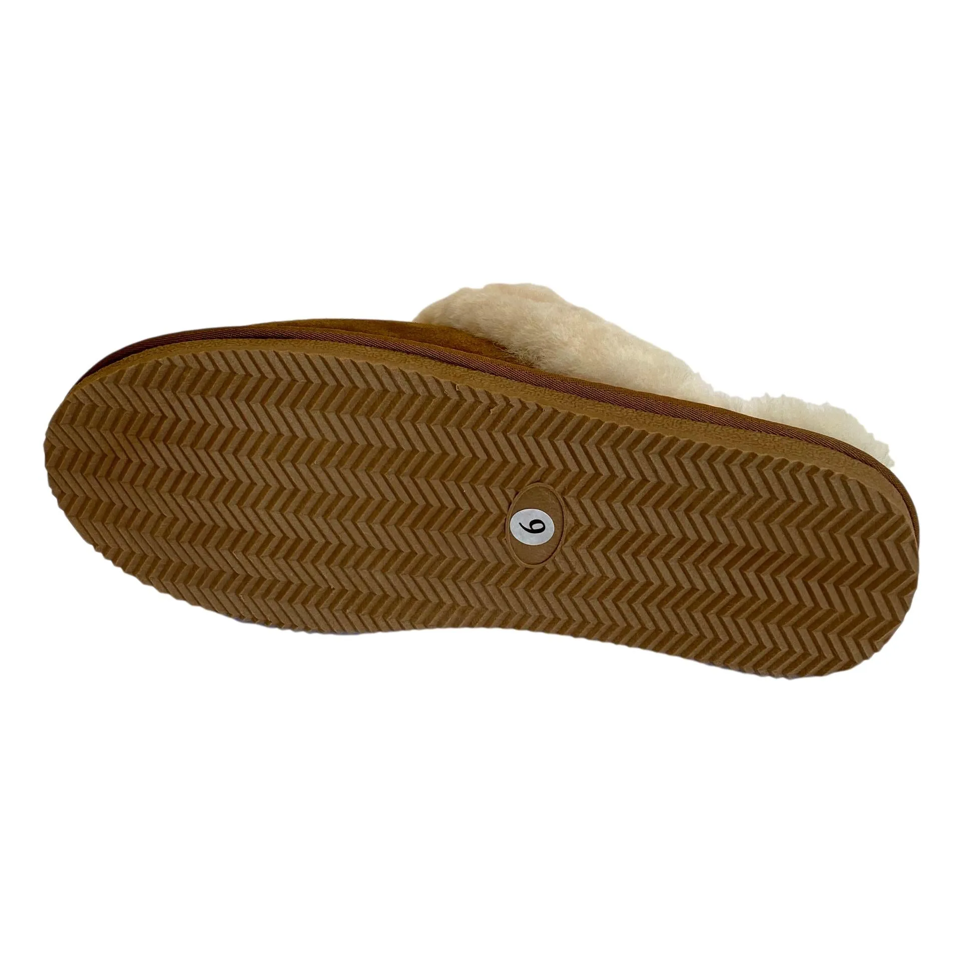 Deluxe Ladies 'Daisy' Sheepskin Slipper Mule - Chestnut