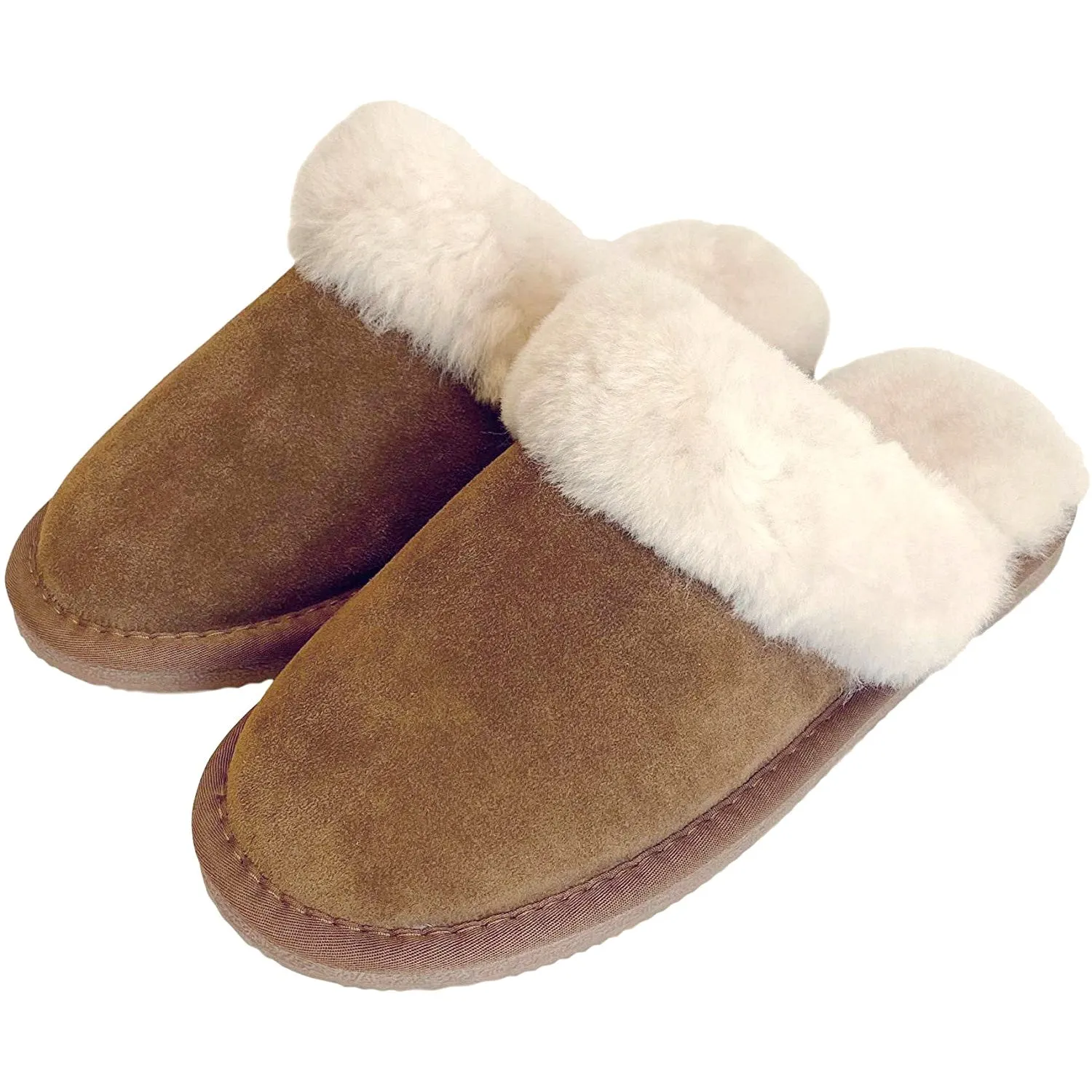 Deluxe Ladies 'Daisy' Sheepskin Slipper Mule - Chestnut