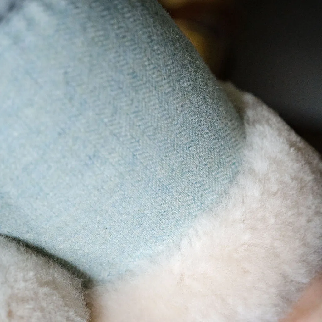 Deluxe Ladies 'Daisy' Sheepskin Slipper Mule - Herringbone Aqua