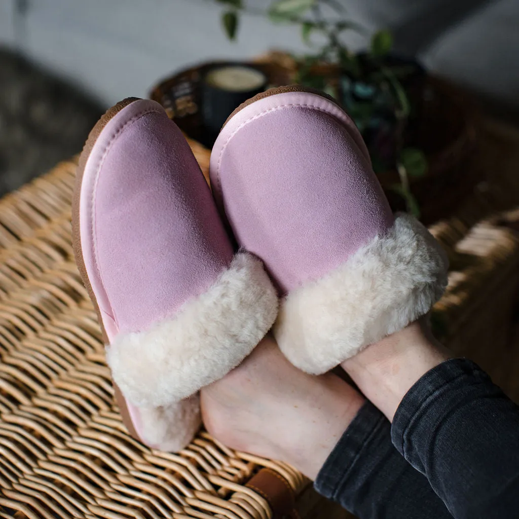 Deluxe Ladies 'Daisy' Sheepskin Slipper Mule - Rose