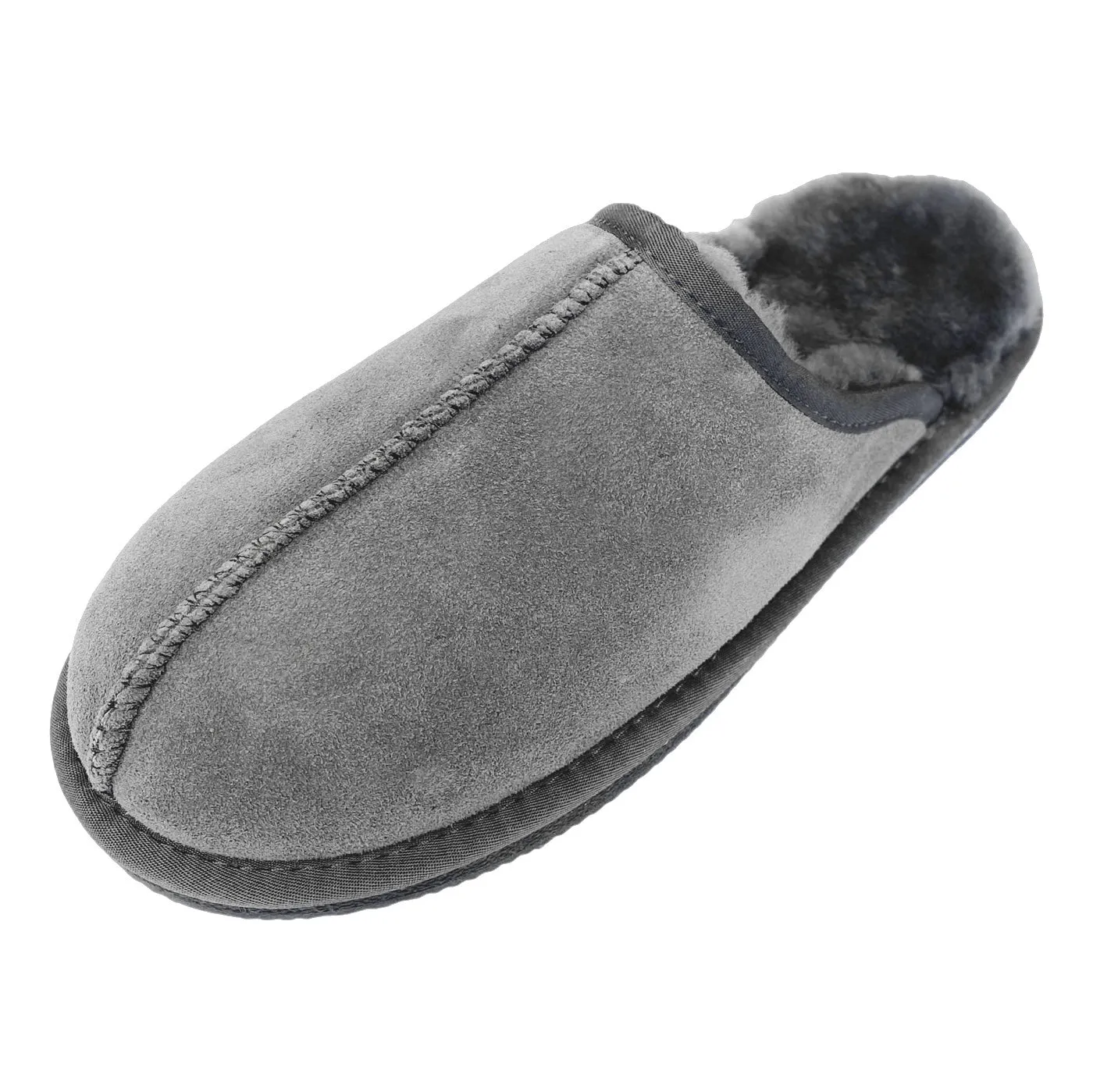 Deluxe Mens 'Michael' Sheepskin Slipper Mule - Dark Grey