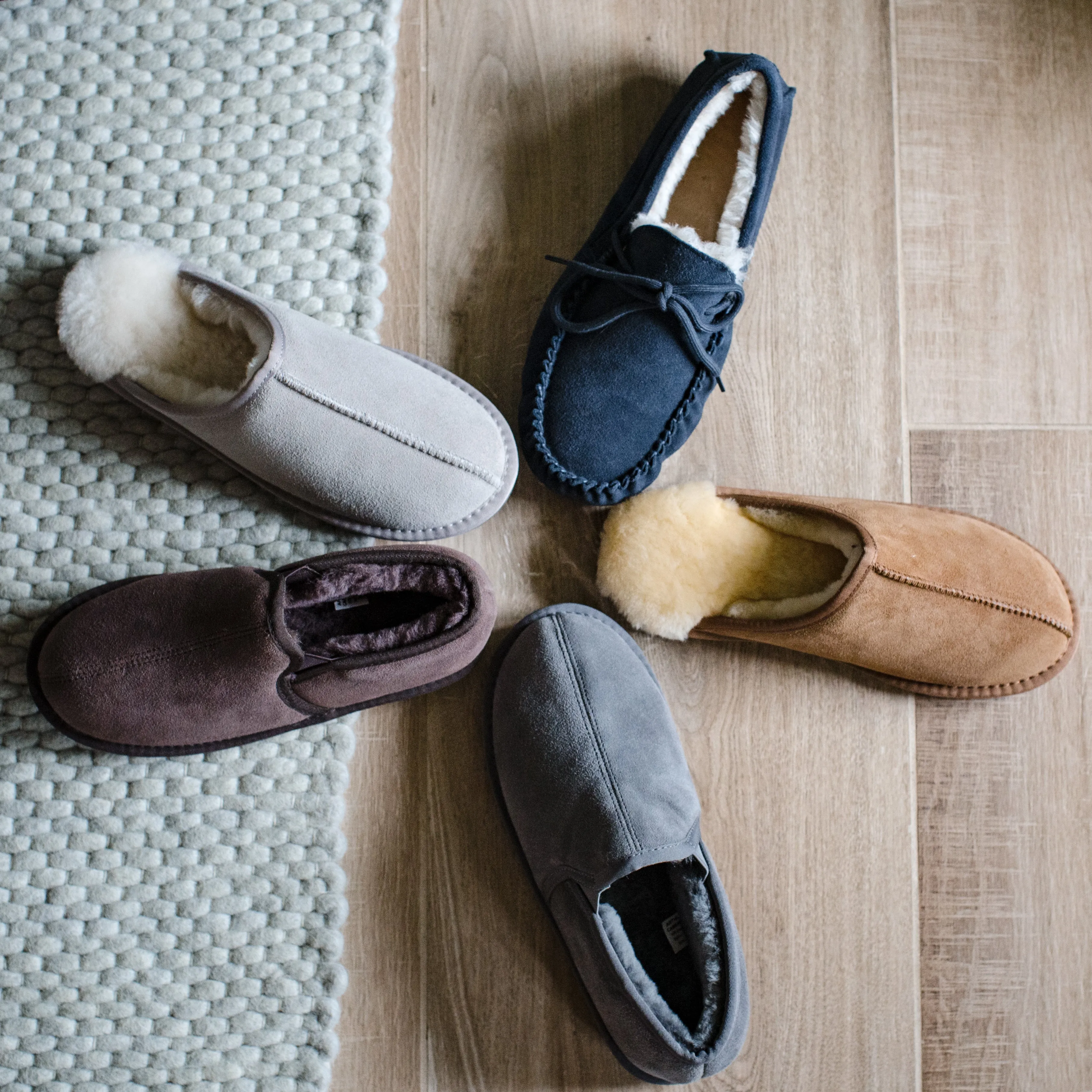Deluxe Mens 'Michael' Sheepskin Slipper Mule - Light Grey