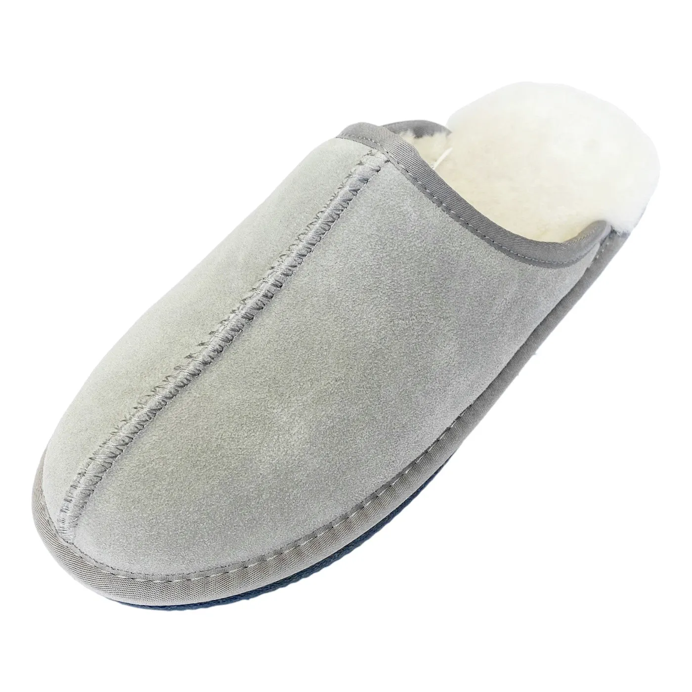 Deluxe Mens 'Michael' Sheepskin Slipper Mule - Light Grey