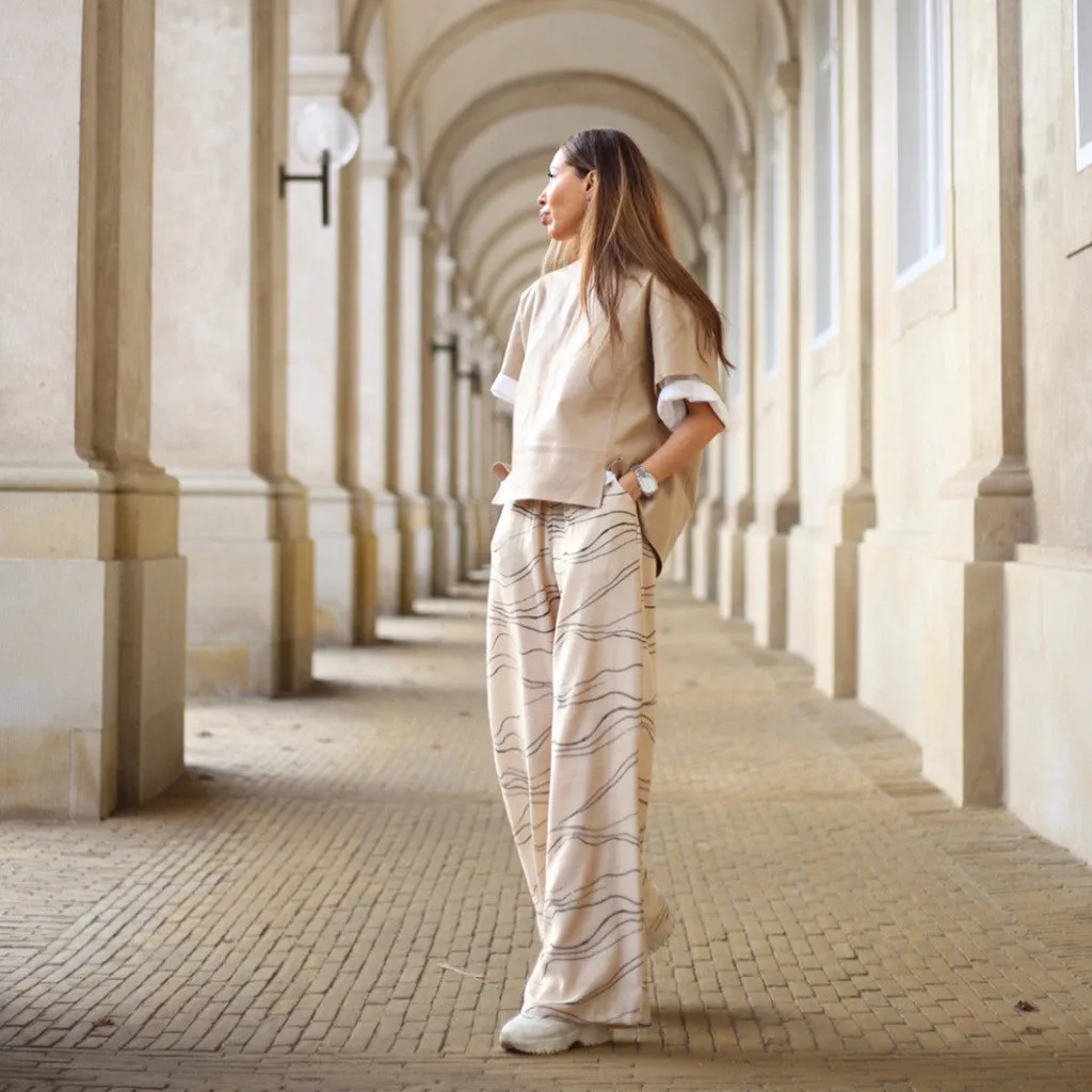 Evy loose pants / 100262 - Cream Graphic