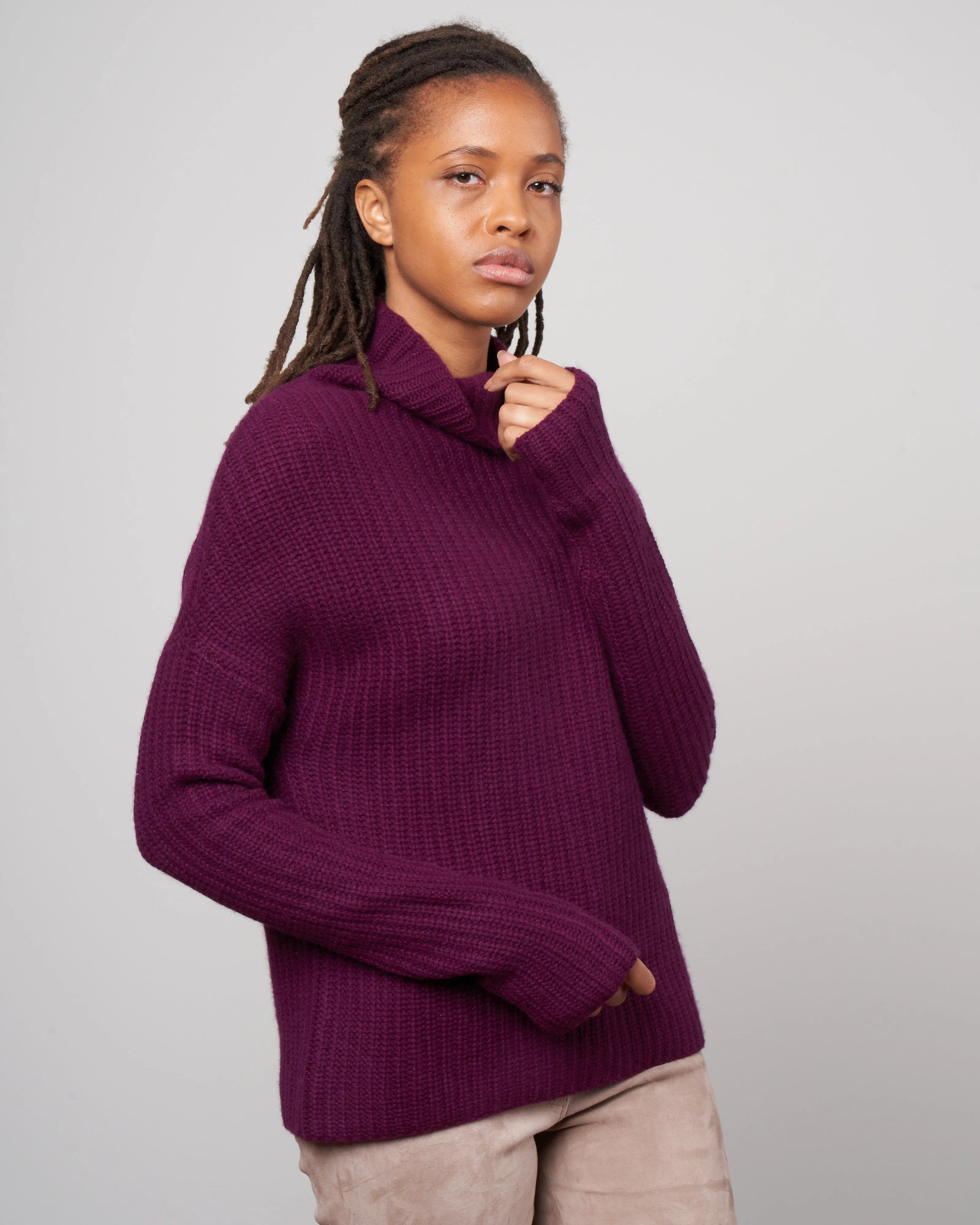 fishermans rib funnel neck - claret
