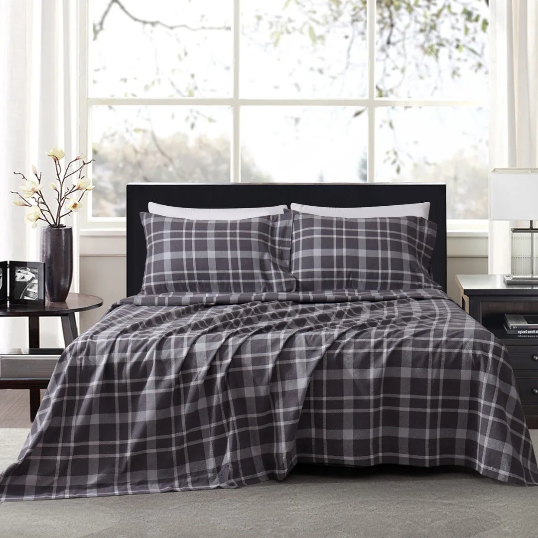 Flannel Printed Classic Plaid Multi Navy Sheet Set