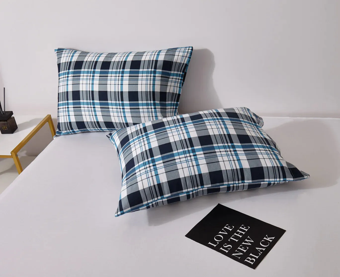 Flannel Printed Classic Plaid Multi Navy Sheet Set