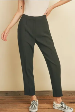 Front Seem Black Cropped Dress Pants