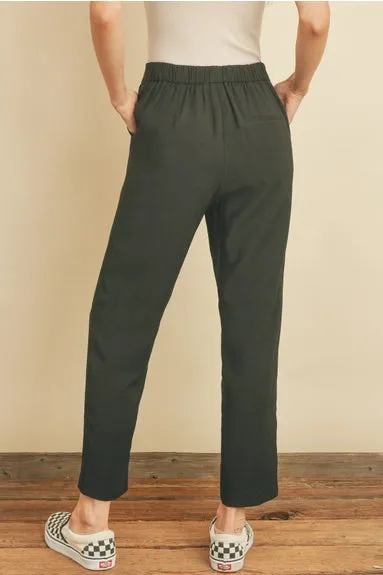 Front Seem Black Cropped Dress Pants