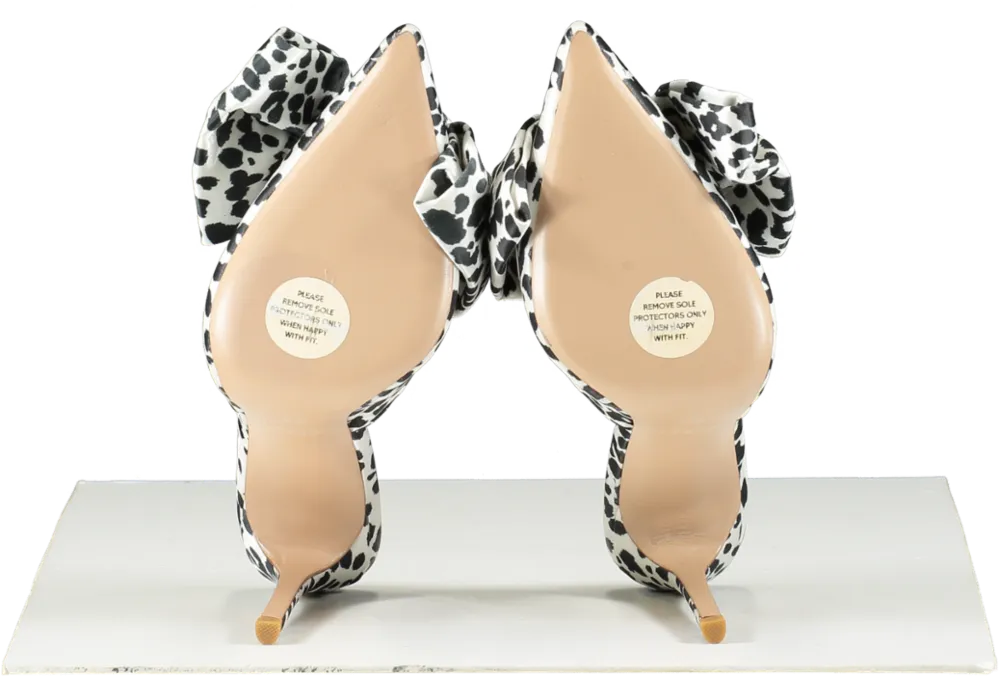 House of CB White Beaubelle Dalmatian Print Oversized Bow Mules UK 8 EU 41 