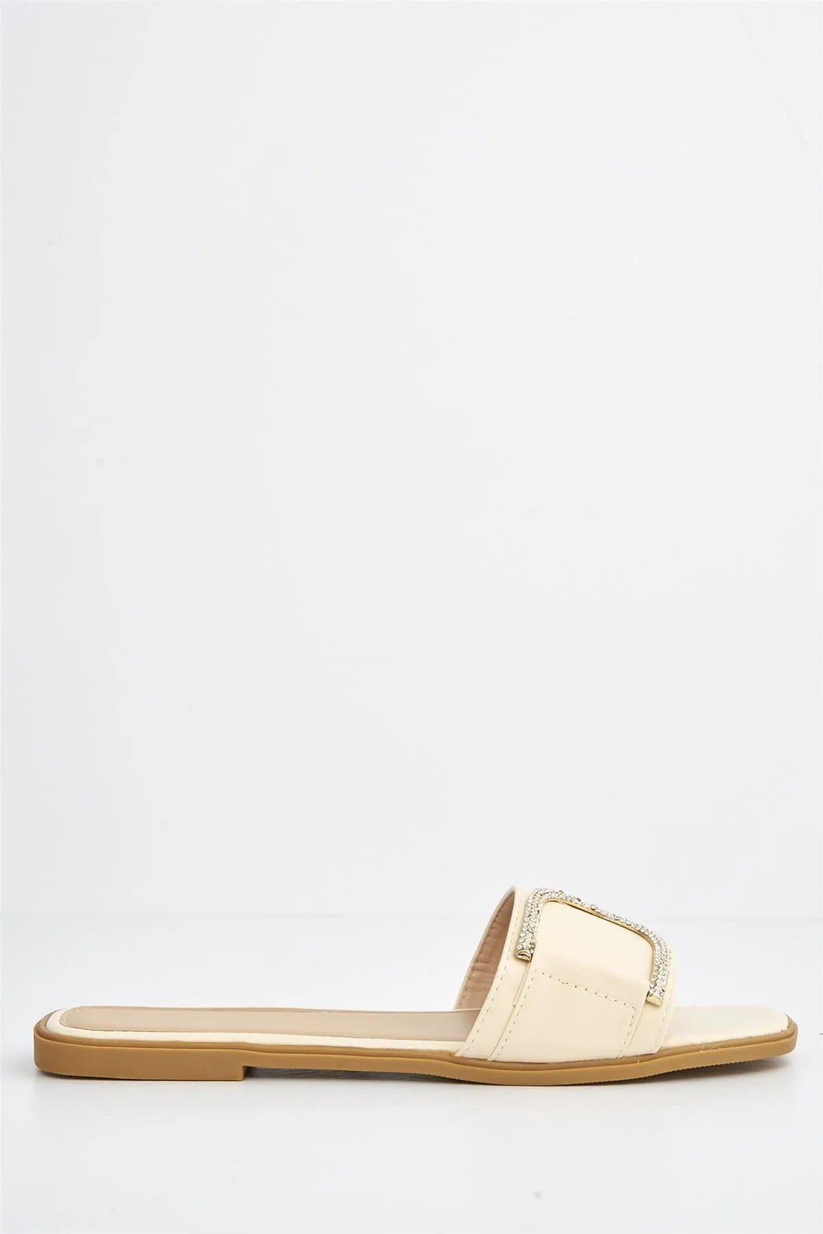 Kalia Diamante D Link Flat Sandal in Nude