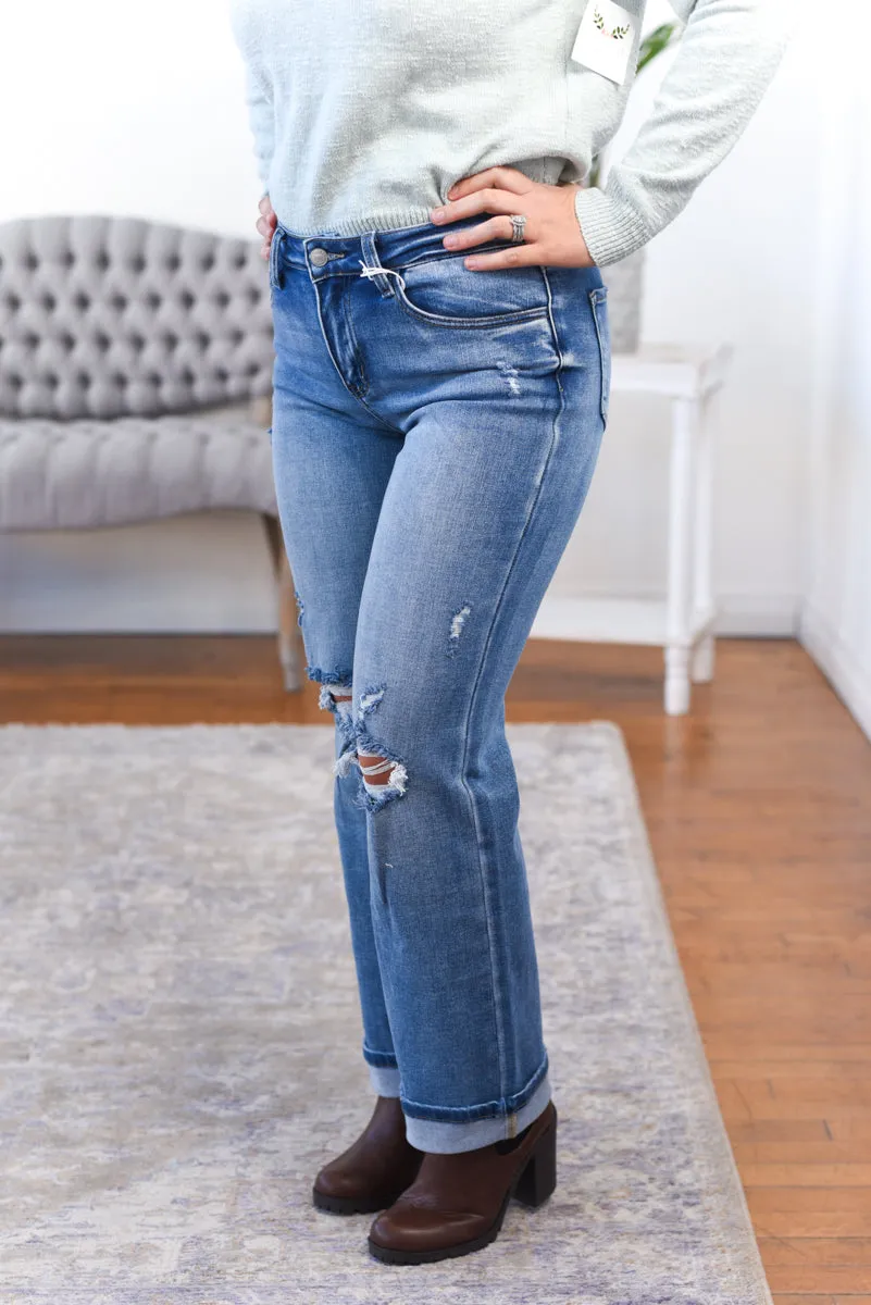 Laken Mid Rise Skinny Straight Cuffed Kancan Jeans