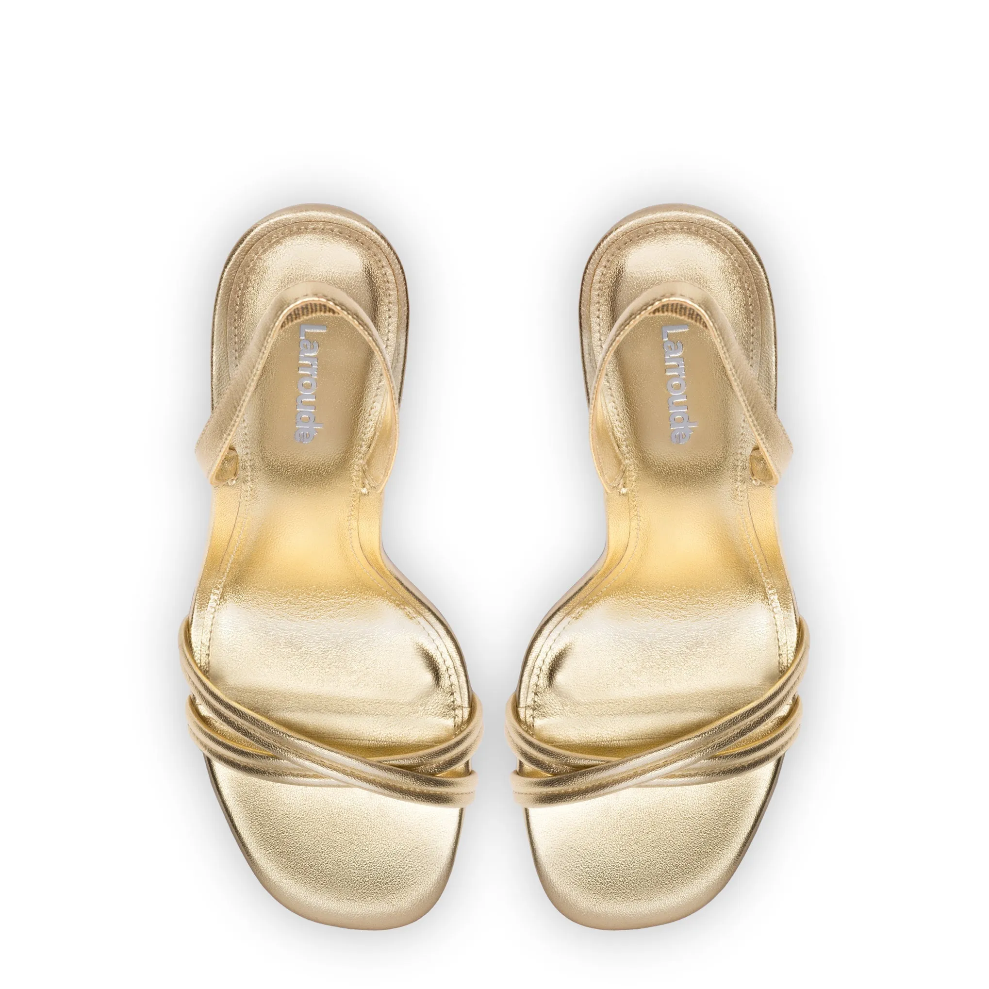 Larroude Annie Sandal In Gold Metallic Leather