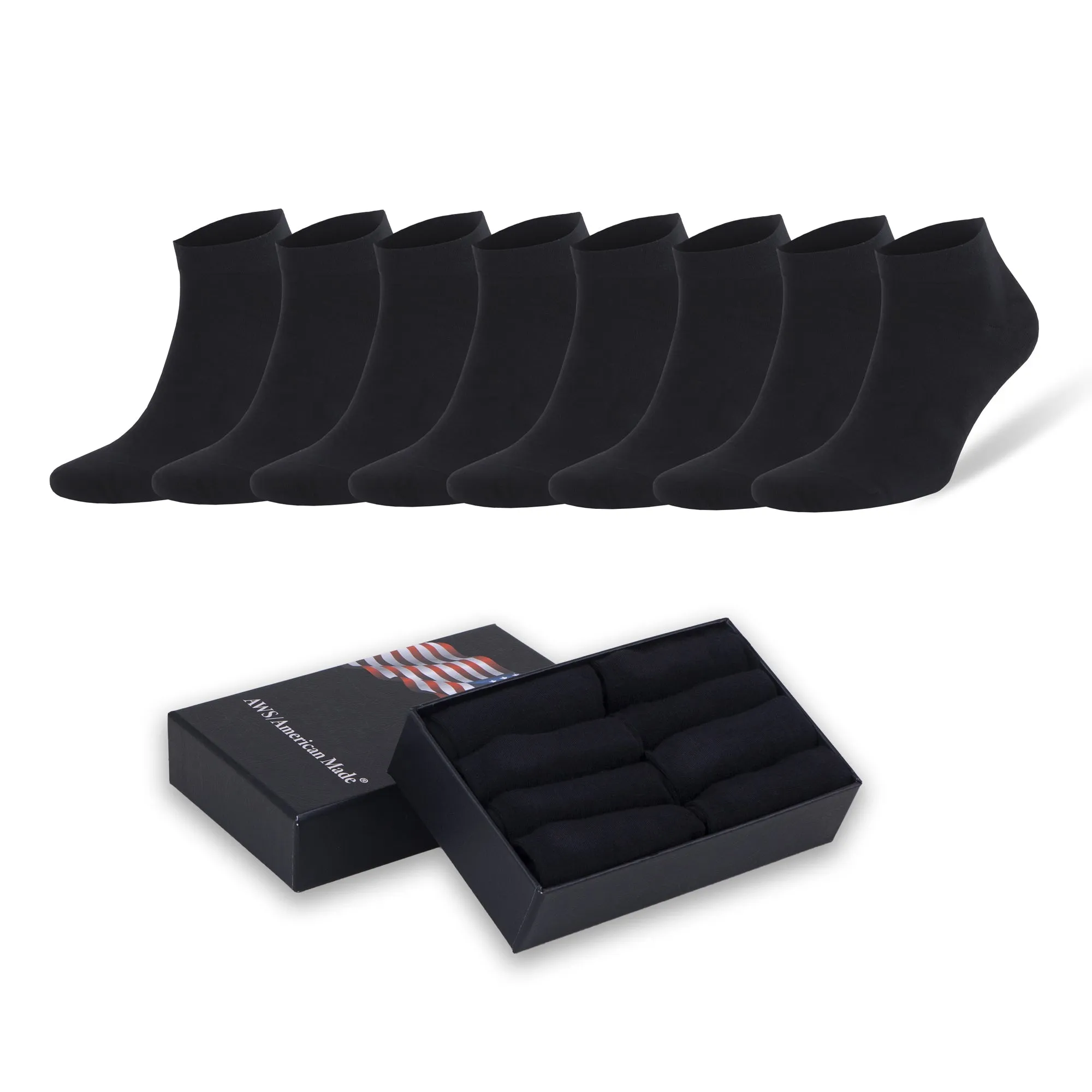 Men's Bamboo Low Cut Ankle Socks – Odor-Free, Breathable & Moisture-Wicking | 8 Pairs with Gift Box by Mars Outlet Store LLC