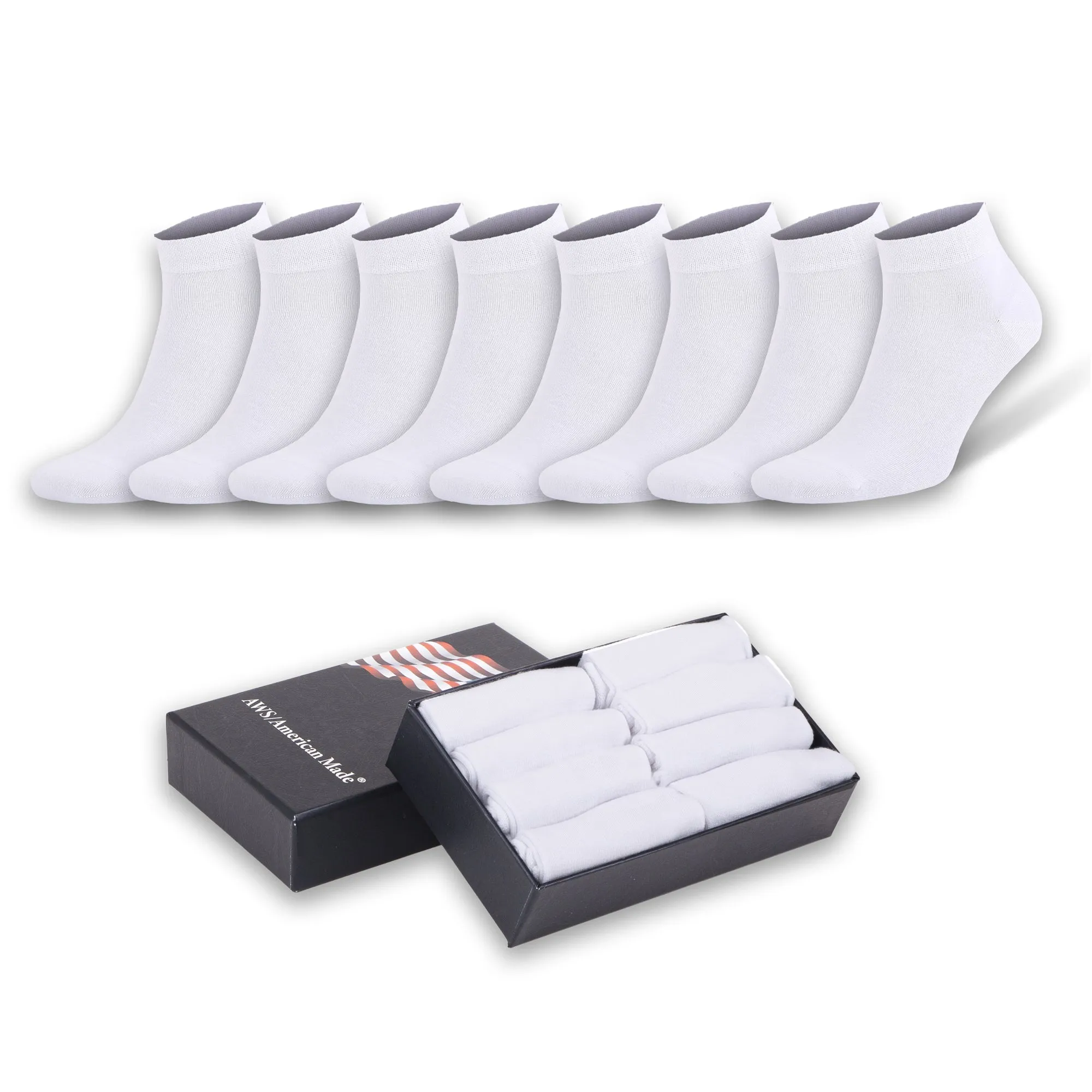 Men's Bamboo Low Cut Ankle Socks – Odor-Free, Breathable & Moisture-Wicking | 8 Pairs with Gift Box by Mars Outlet Store LLC