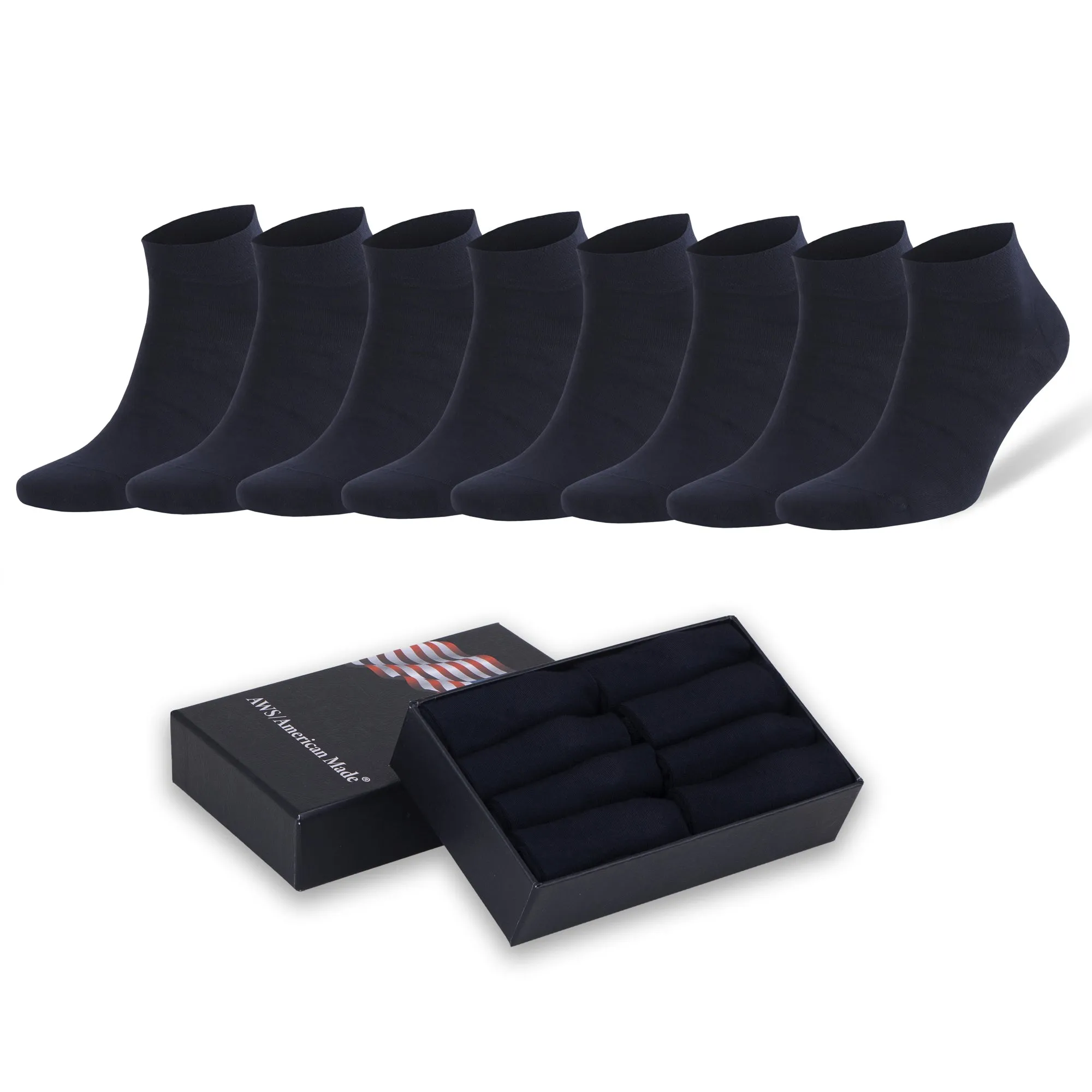 Men's Bamboo Low Cut Ankle Socks – Odor-Free, Breathable & Moisture-Wicking | 8 Pairs with Gift Box by Mars Outlet Store LLC