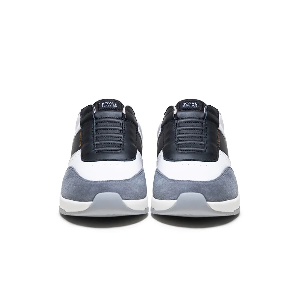 Men's Crown Lux White Black Gray Leather Sneakers 07543-093