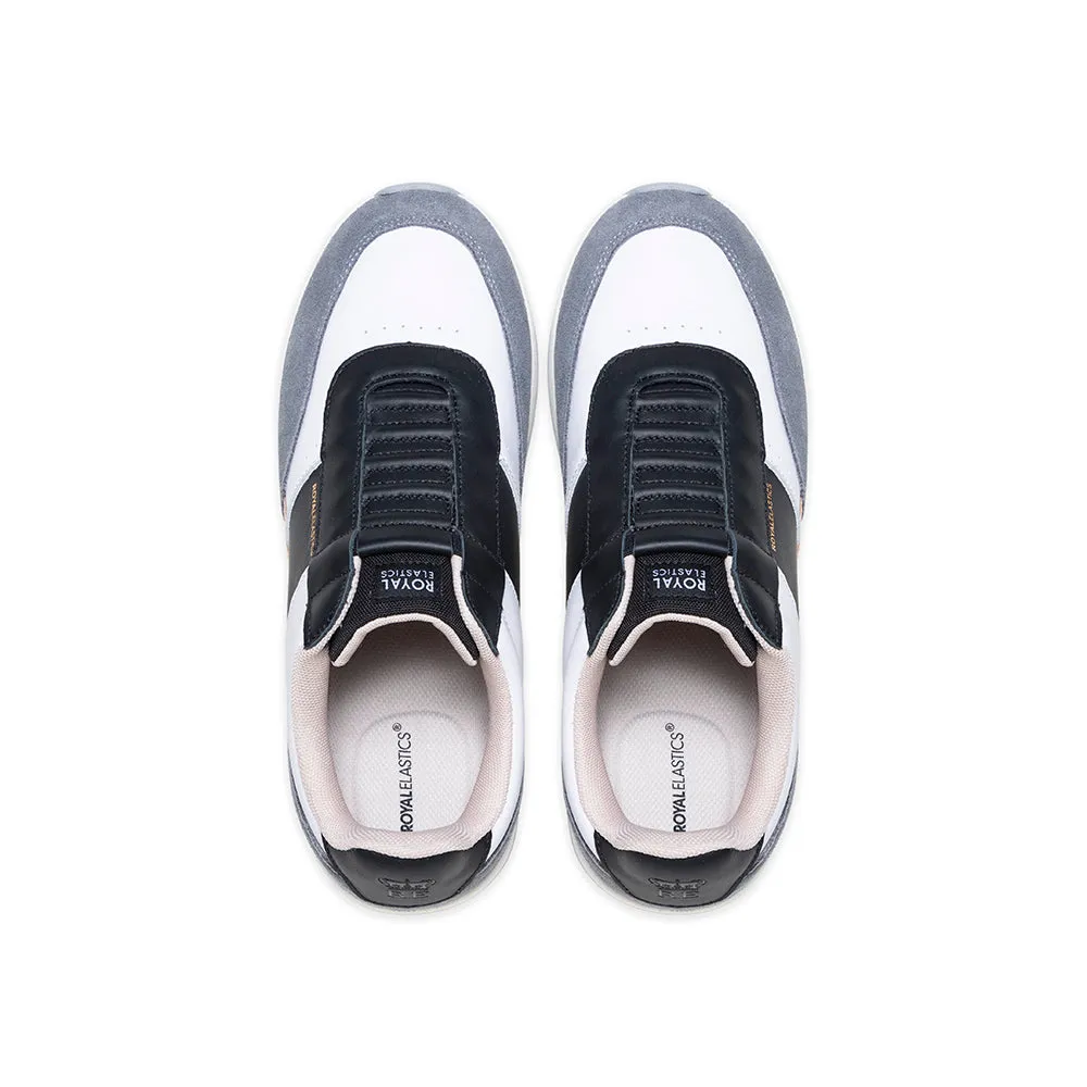 Men's Crown Lux White Black Gray Leather Sneakers 07543-093