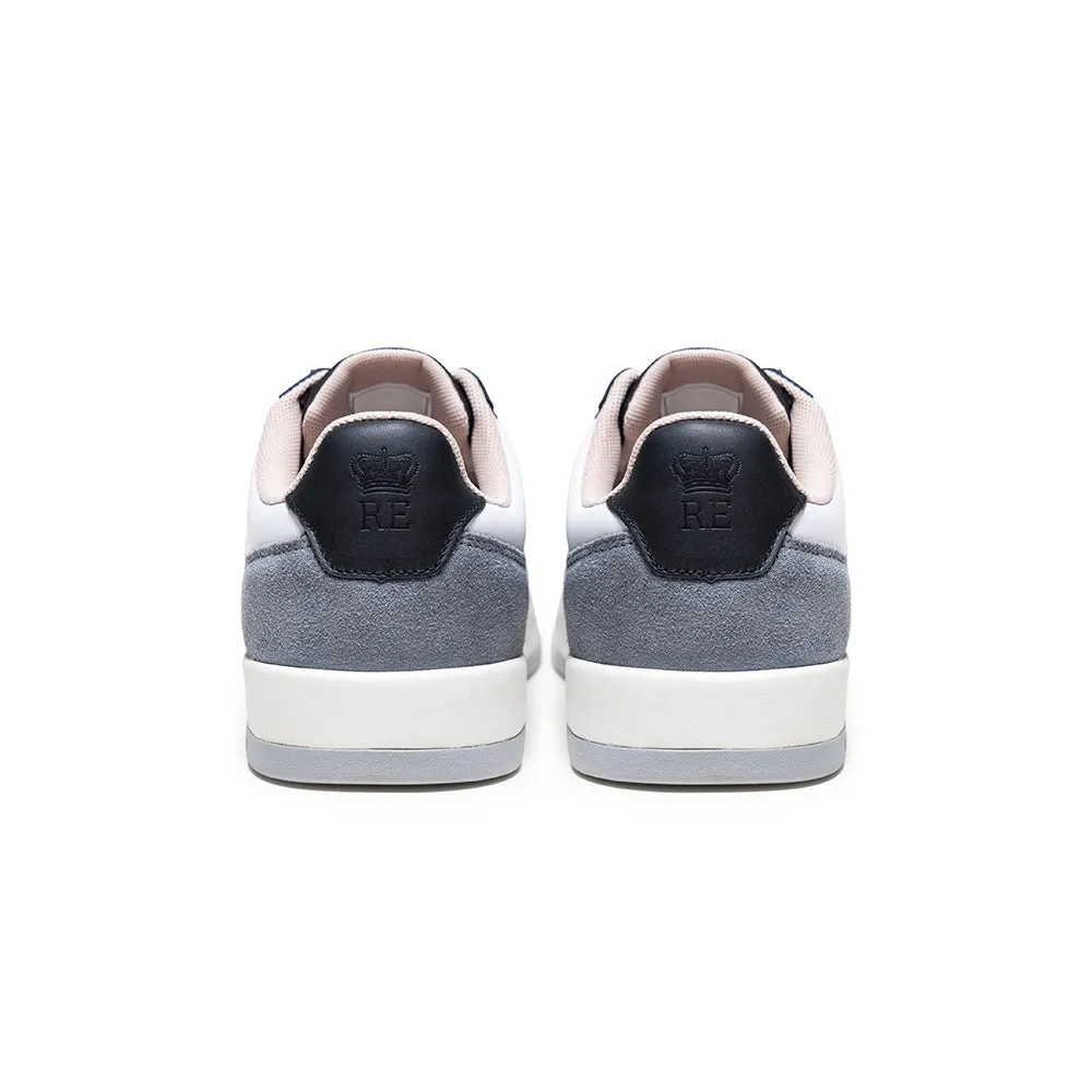 Men's Crown Lux White Black Gray Leather Sneakers 07543-093