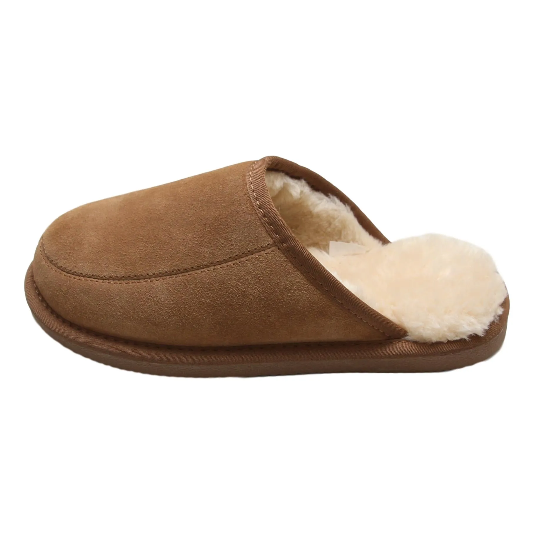 Men's 'Daniel' Lambswool Slipper Mules - Chestnut