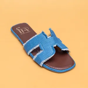 Oran Denim Flats - Blue