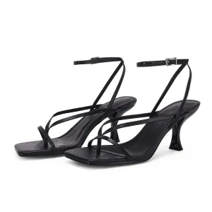 PiePieBuy Womens Kitten Heel Sandals Square Open Toe Ankle Strap Dress Shoes