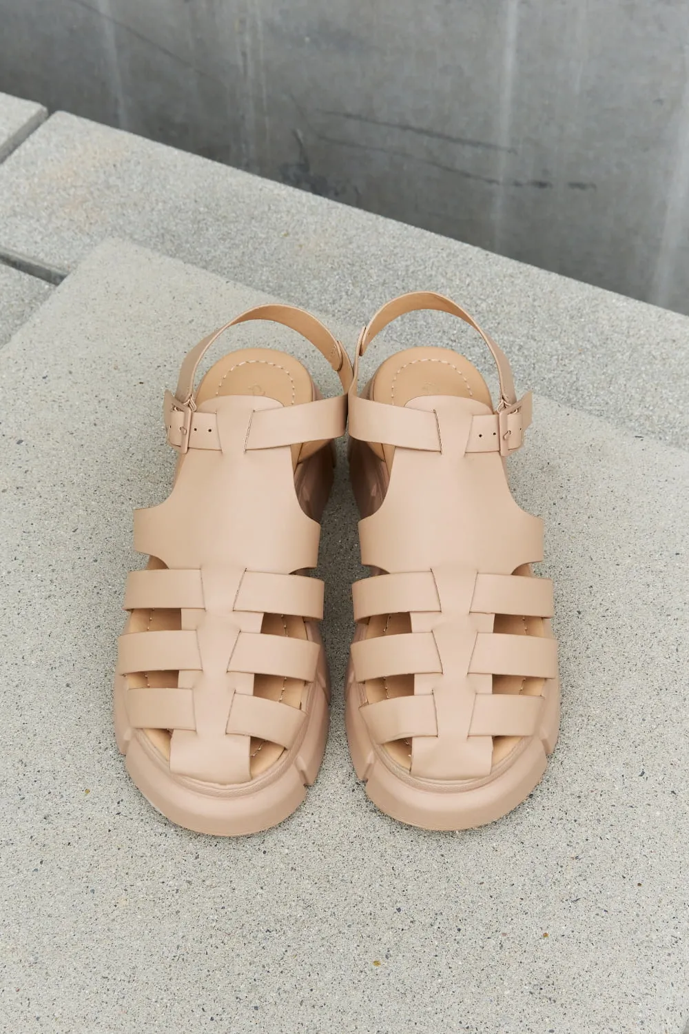 Qupid Platform Cage Strap Sandal in Tan