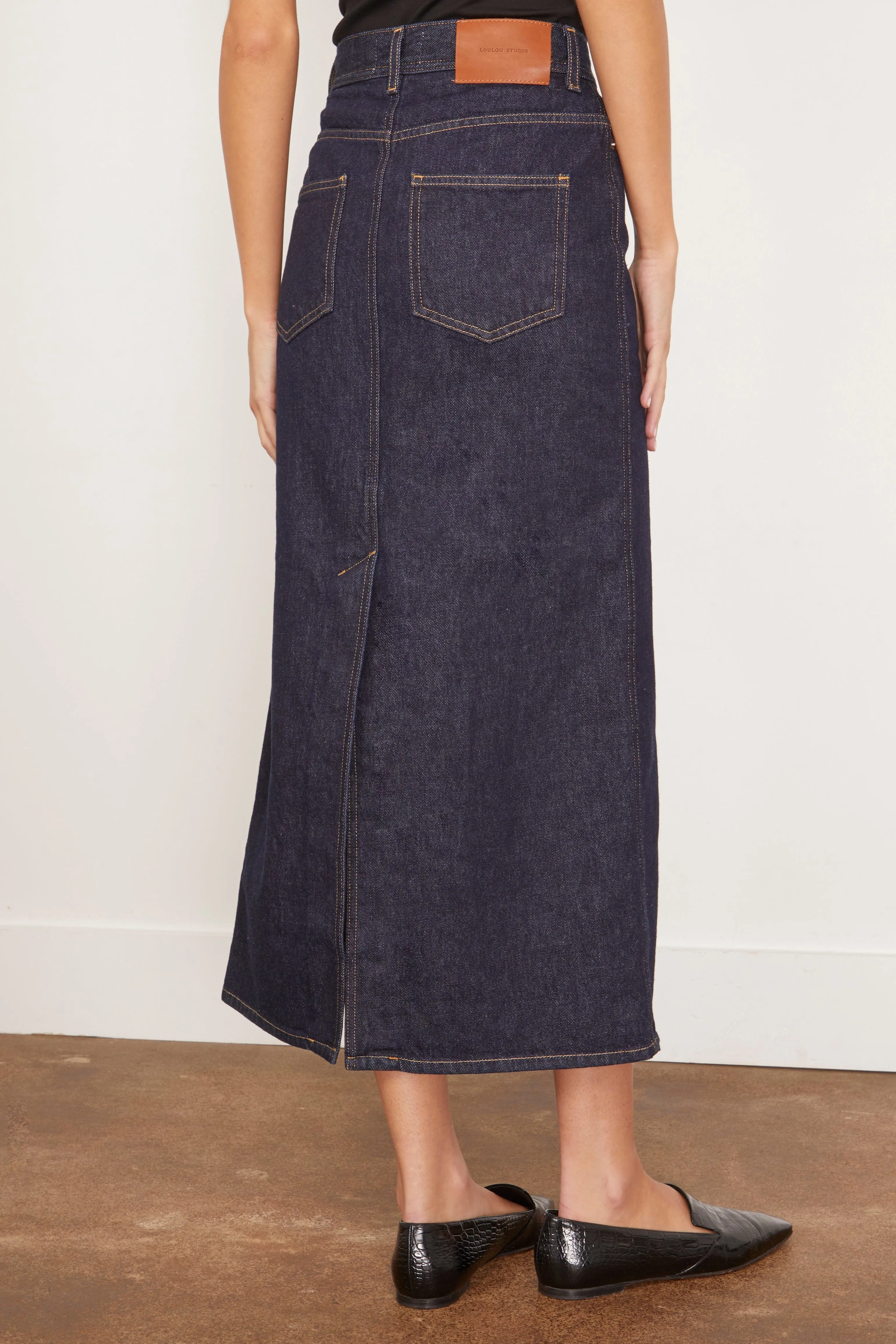 Rona Denim Long Skirt in Raw Wash