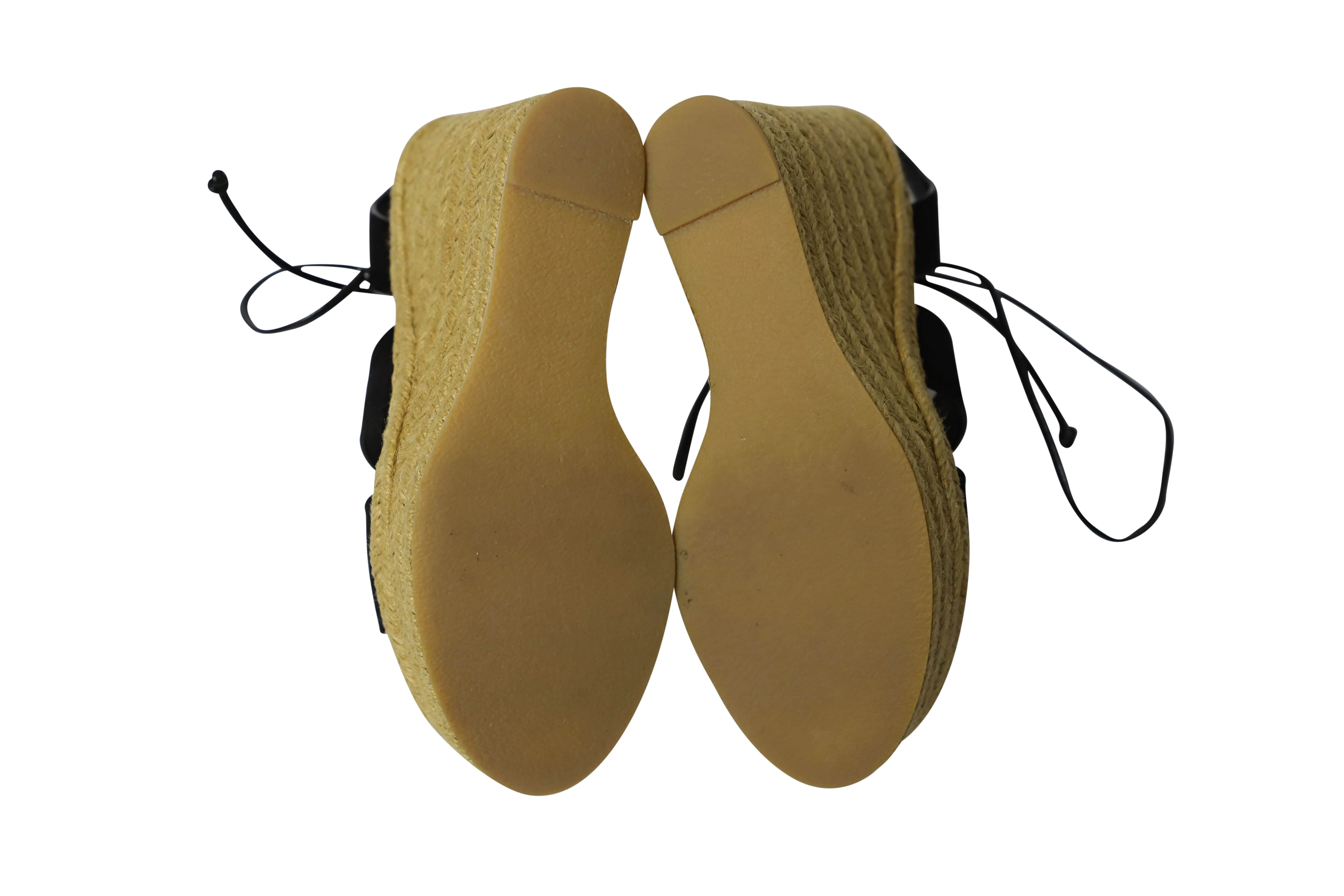 Saint Laurent Espadrille Platform Wedges in Black Suede