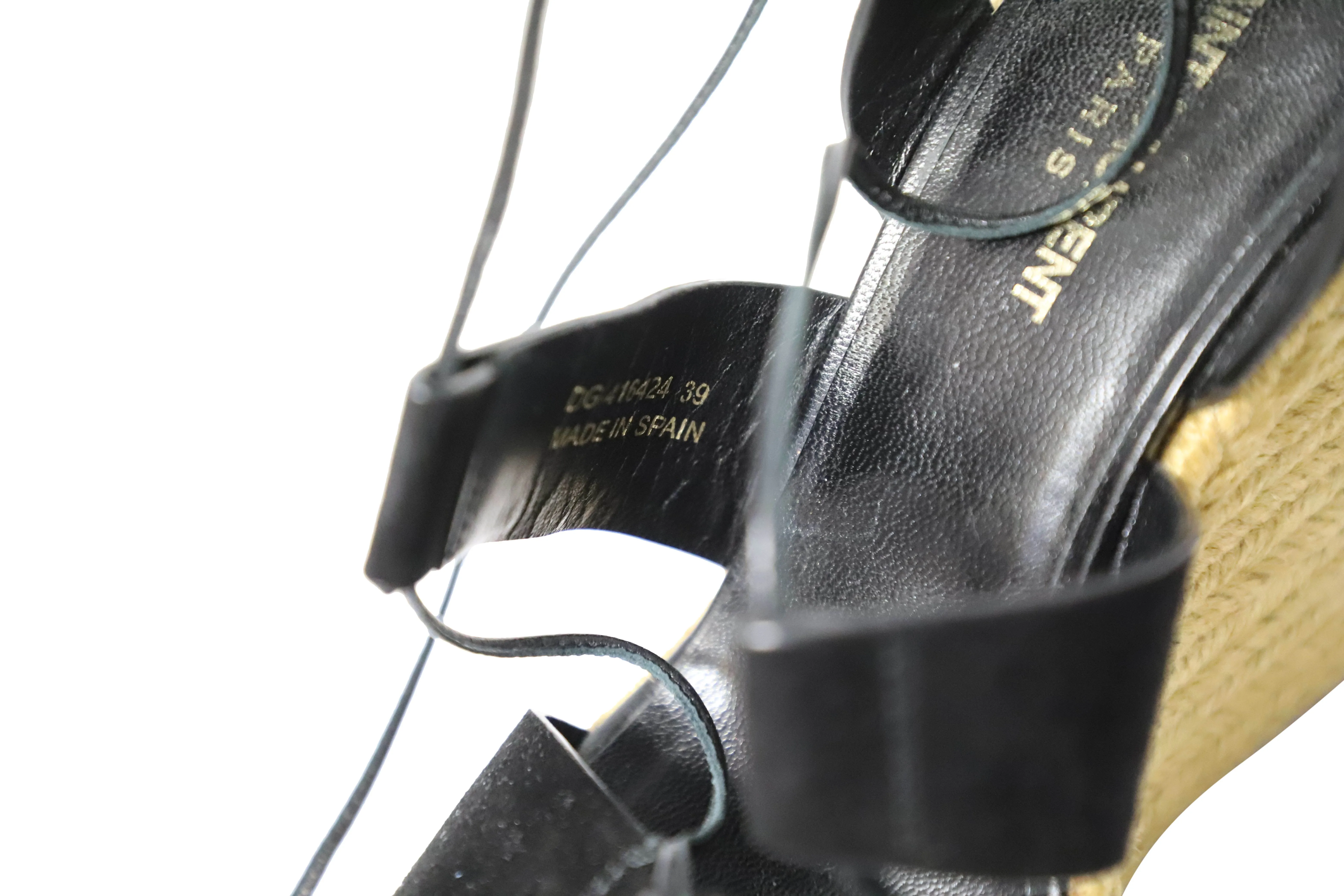 Saint Laurent Espadrille Platform Wedges in Black Suede