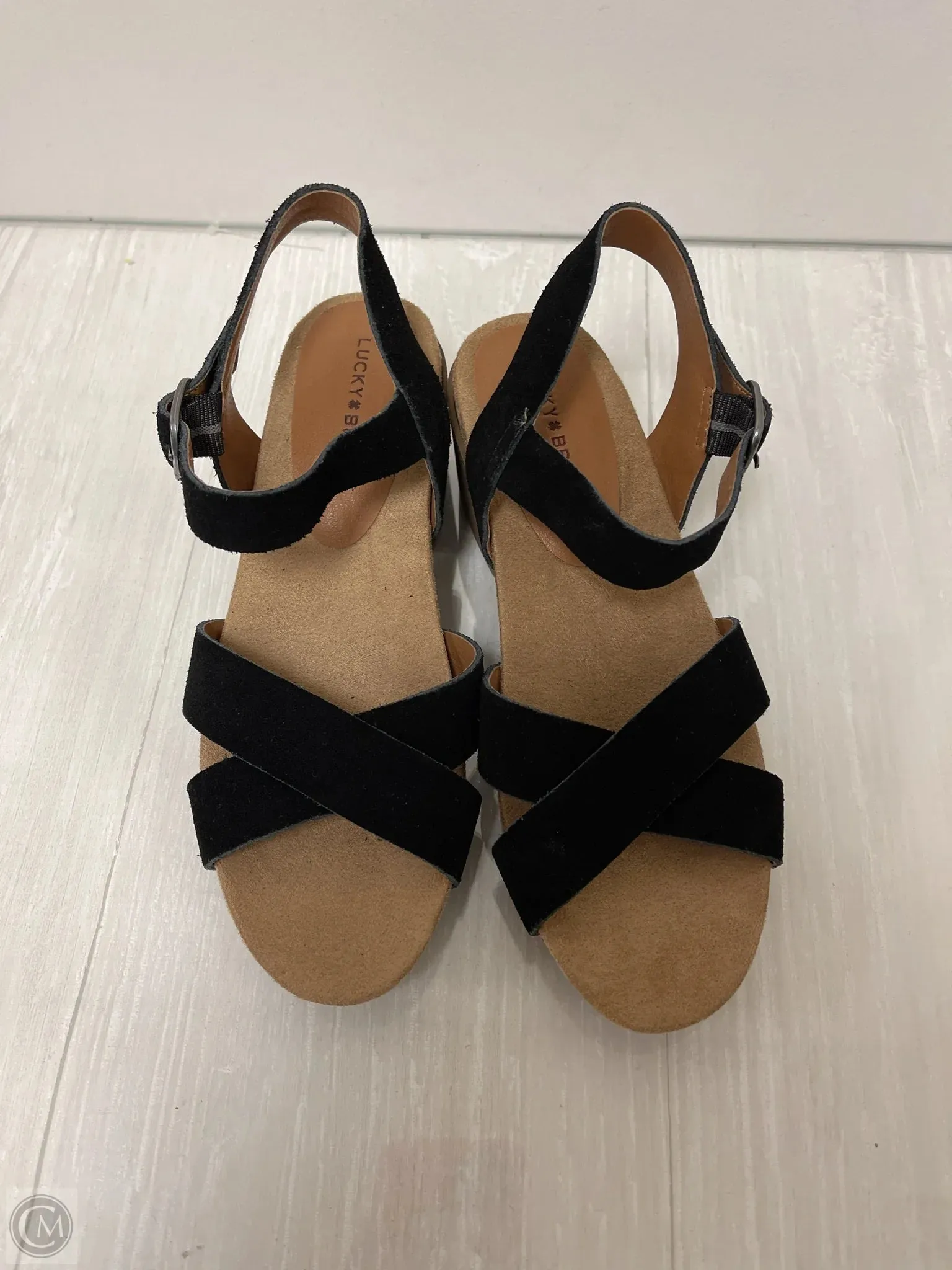 Sandals Heels Block By Lucky Brand In Black, Size: 6