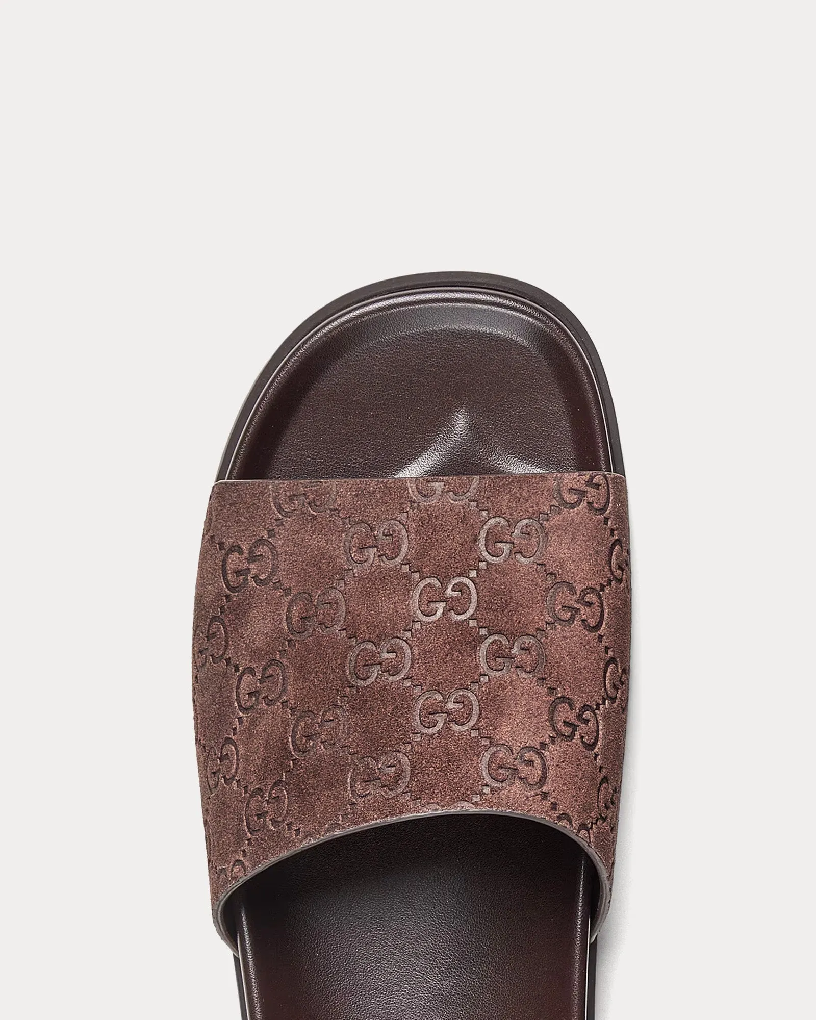Slide Strap GG Suede Brown Sandals