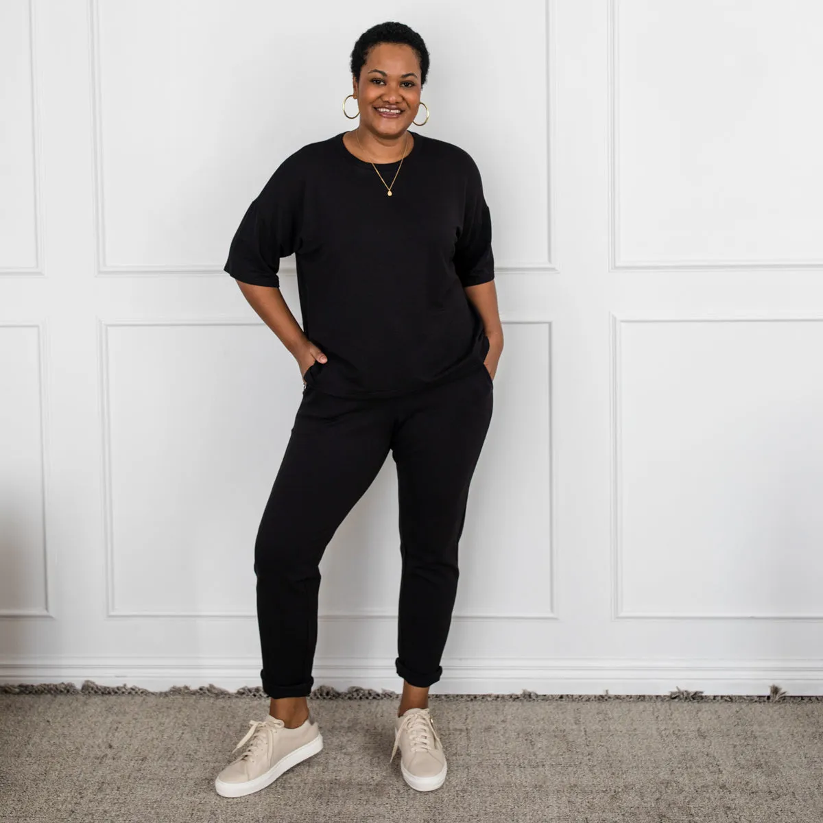 Suzie ponte jogger pant - black