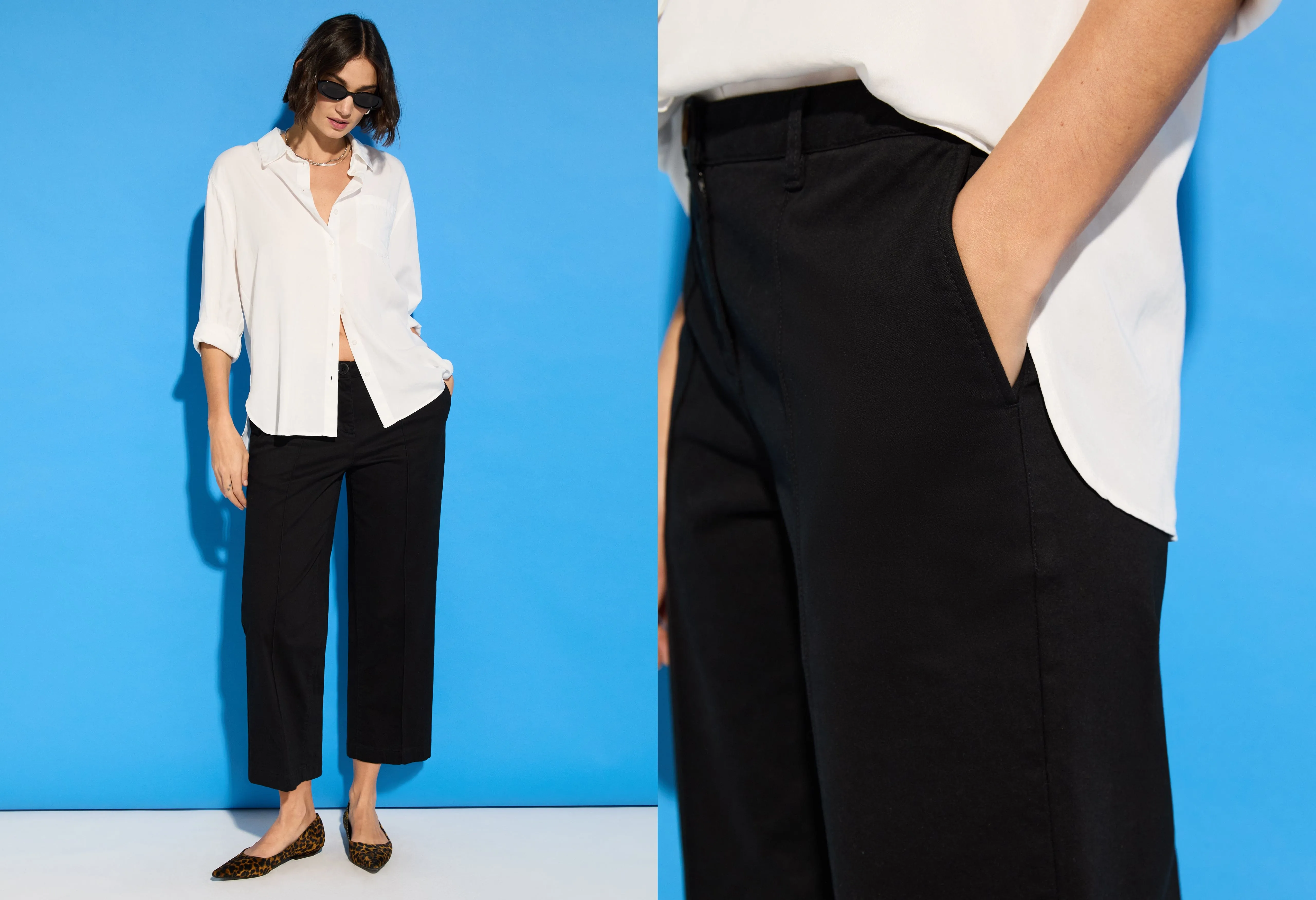 Taylor Organic Cotton Cropped Trousers | Caviar Black