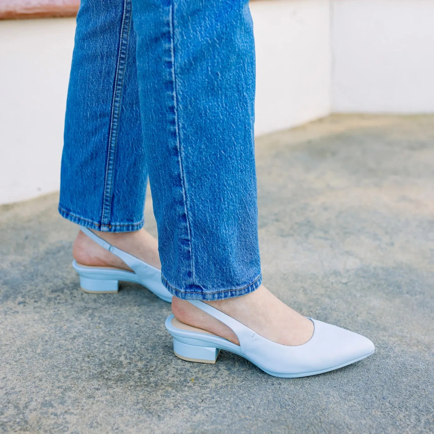 The Slingback - Baby Blue Leather 3 Stiletto