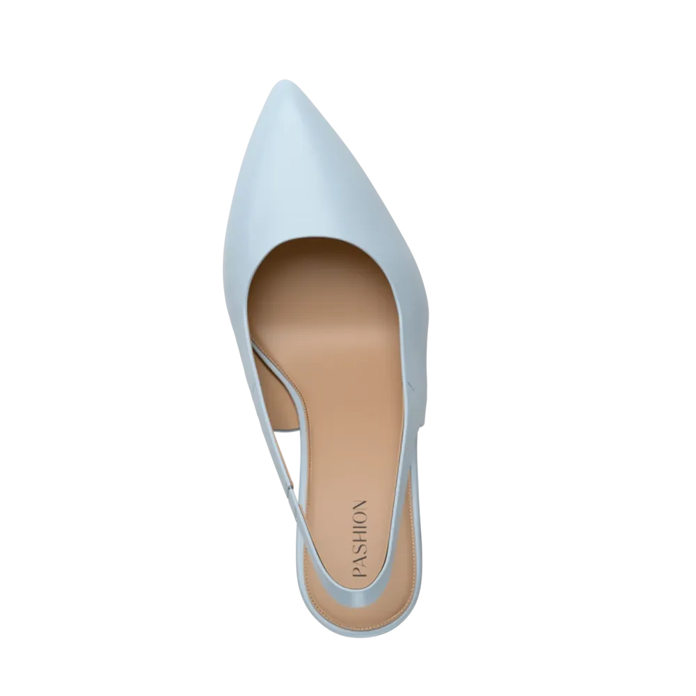 The Slingback - Baby Blue Leather 3 Stiletto