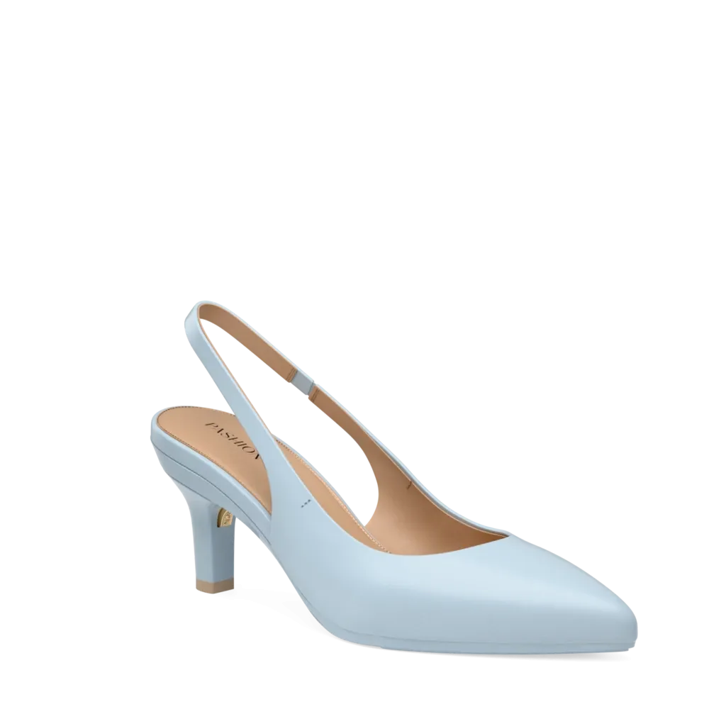 The Slingback - Baby Blue Leather 3 Stiletto
