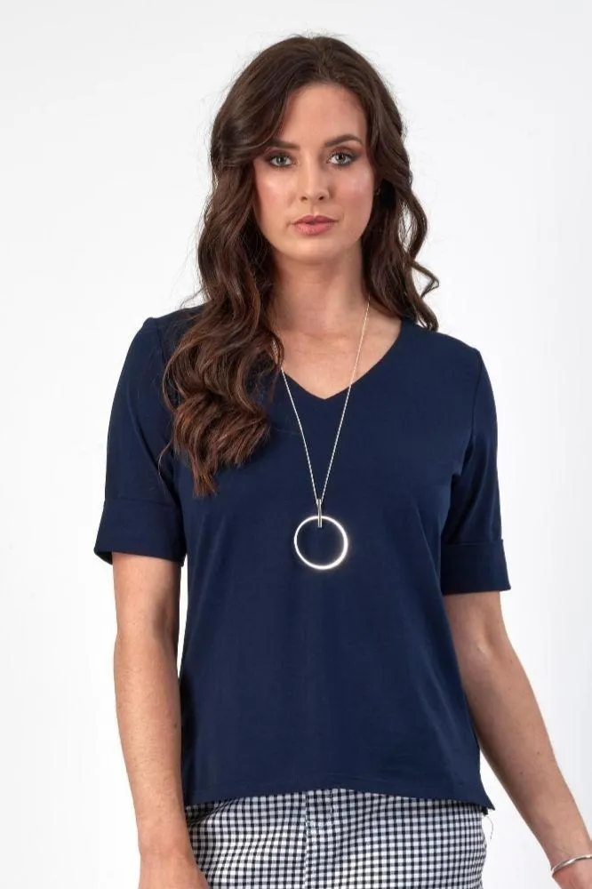 Vassalli V Neck Top Navy
