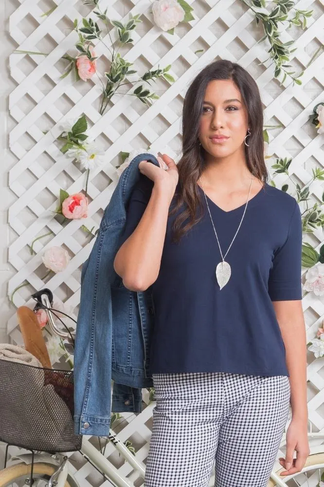 Vassalli V Neck Top Navy
