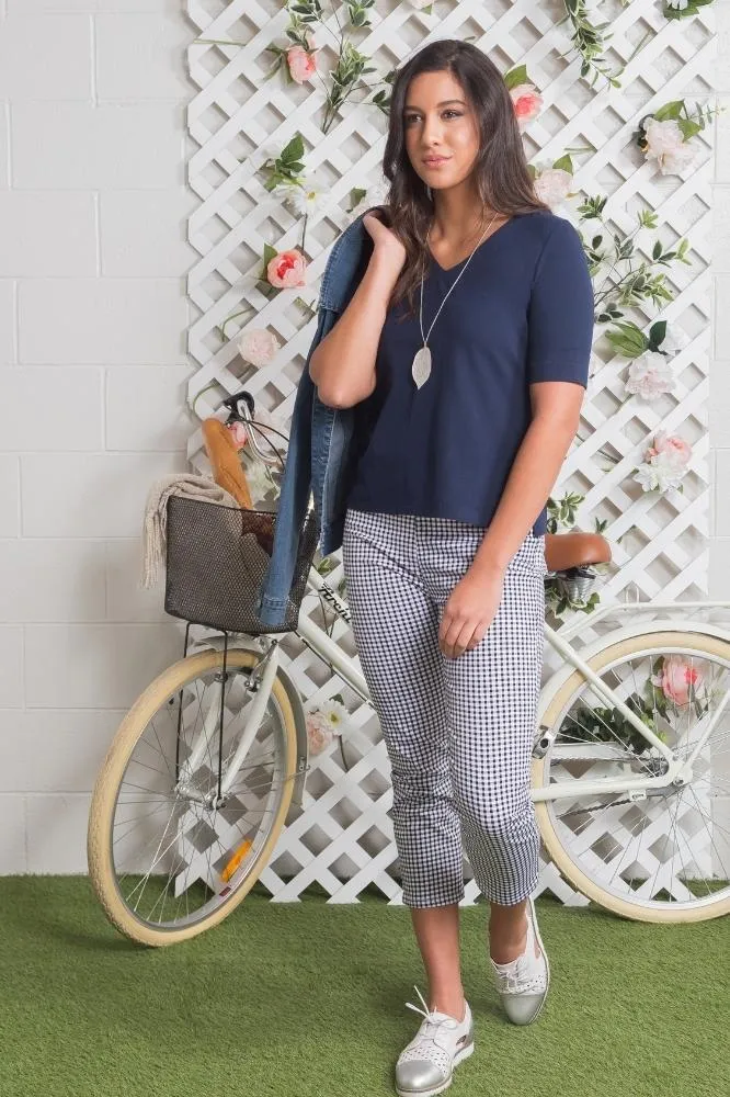 Vassalli V Neck Top Navy